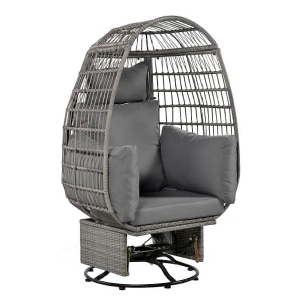 Series Gray Rattan Wood Rocking Outdoor Rocking Chair with CushionGuard Bronw Cushion 1Piece
