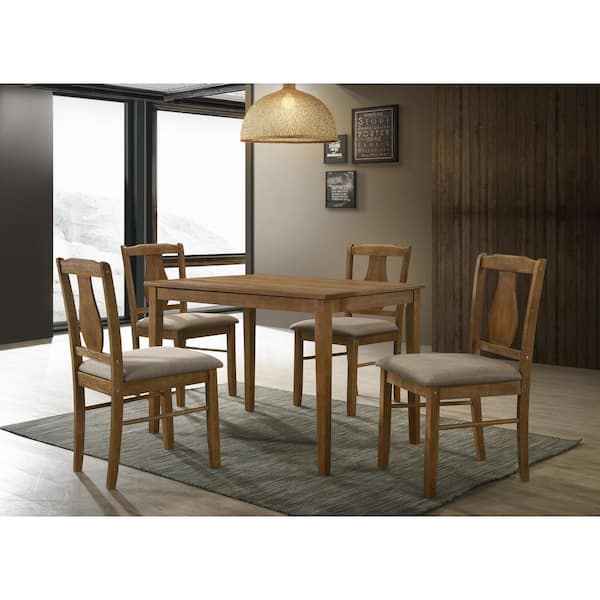 Solana 5-Piece Antique Natural Oak Dining Set (Seats 4)