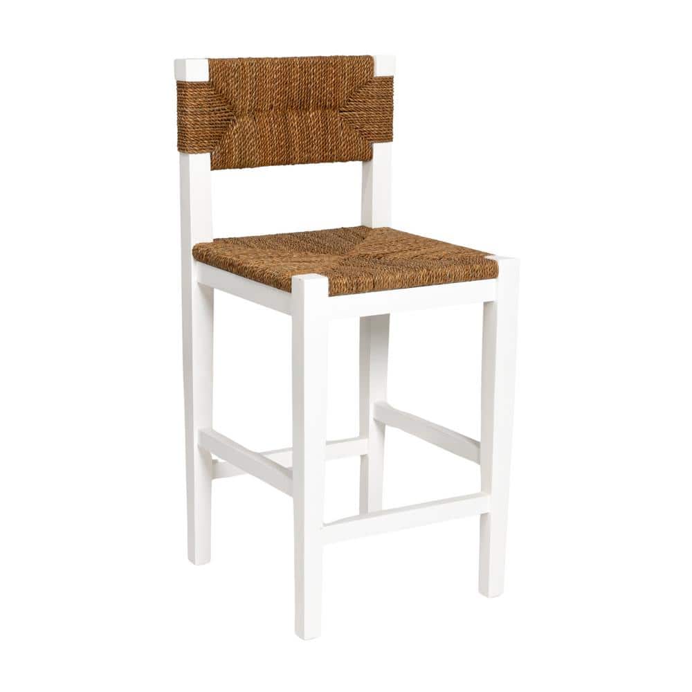 Storied Home Willowbrook Rope Counter Height Stool Matte White1 pcs 