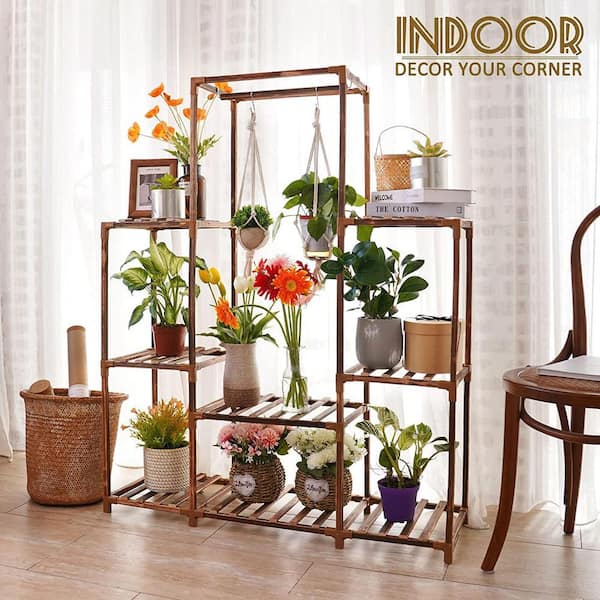 花台 10 10-Pots Wooden Plant Stand Suitable for Room Corner Balcony Garden