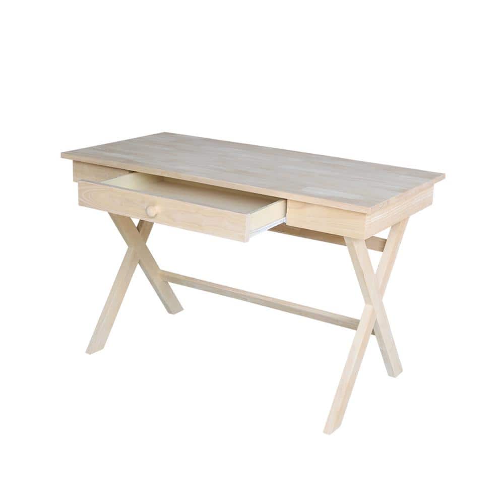 Unfinished Parawood Cross Leg Desk with Drawer