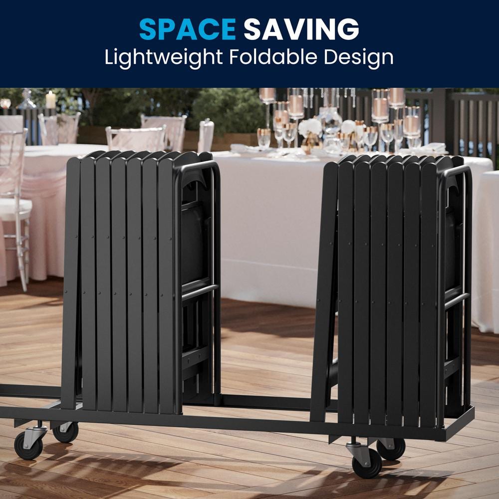 Black Resin Folding Chair with Cushions, 1000 lb Capacity