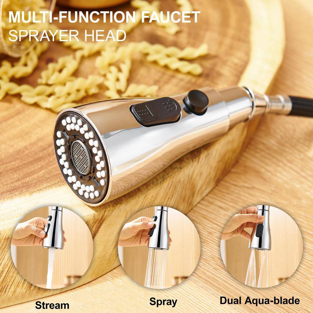 Chrome Stainless Steel Single Handle Pull Down Kitchen Faucet