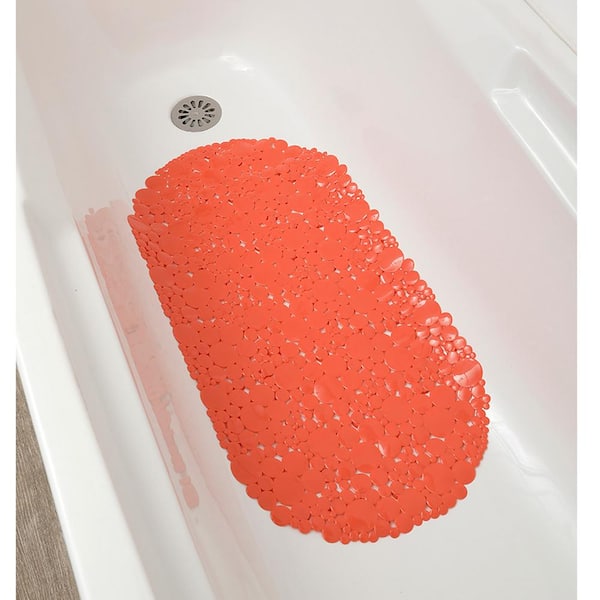 Evideco Bubbles Non-Slip Oval Bathtub Mat 28 L x 15 W - Clear Grey