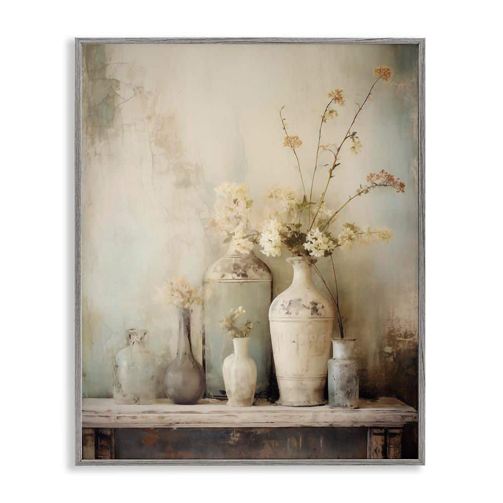 Faded Floral Beauty Still Life by Arlington Prints Gray Framed Nature Giclee Art Print 30 in. x 24 in. price history on PriceWatchPro
