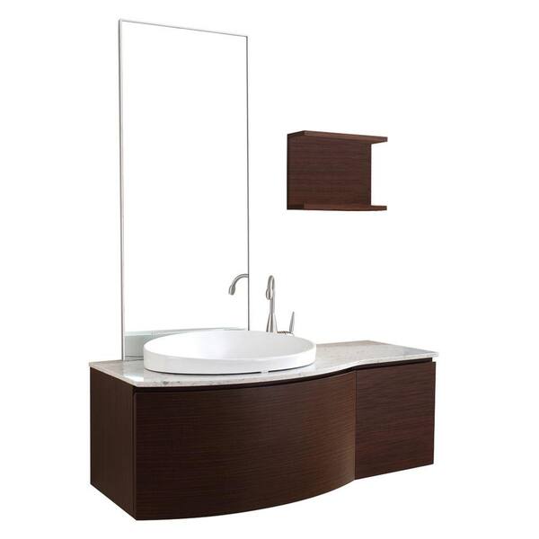 Virtu USA Isabelle 48 in. Single Basin Vanity in Walnut with Marble Vanity Top in White Arabescato and Mirror