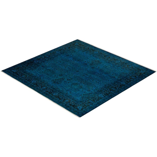 Overdyed Blue 8 ft. x 8 ft. 2 in. Wool Indoor Area Rug