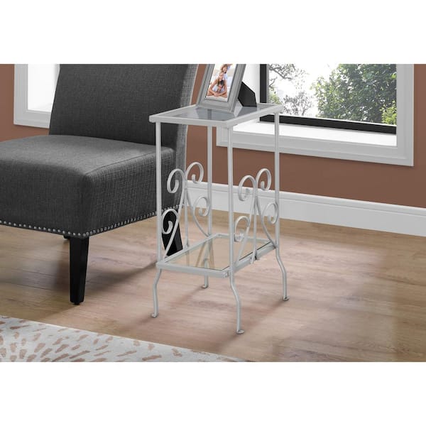 Unbranded Silver Metal End Table with Glass