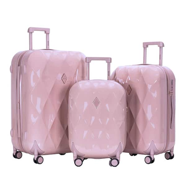 Kensie 3 Piece Rose Dust Pink Expandable ABS PC Hardside Luggage Set with 360 Spinner Wheels KN P3003 EX 660