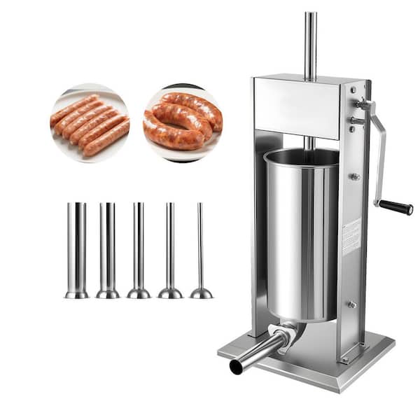 Heavy Duty Manual Sausage Stuffer, 33 LBS. /15 L, Stainless Steel, Dual-Speed, 5 Tubes for Home and Commercial Use
