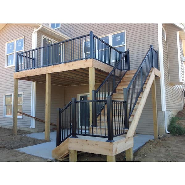 Plus 8 ft. x 36 in. Black Fine Textured Aluminum Stair Rail Kit