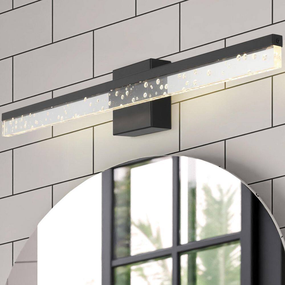 Ingres 30" Black Iron Dimmable Vanity Light with Acrylic Shade