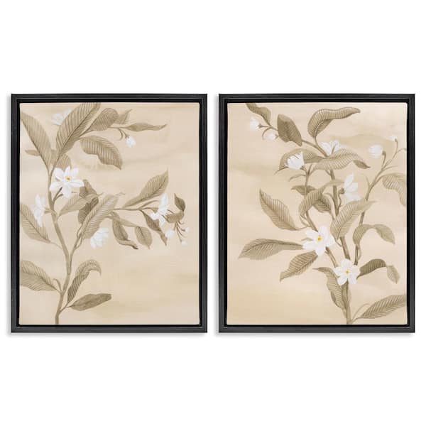 Stupell Industries White Daffodils Budding by Grace Popp 2 Pieces Black Floater Frame Nature Graphic Art Print 21 in. x 17 in.