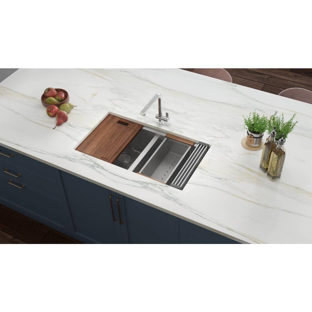 Stainless Steel Double Bowl Undermount Kitchen Sink with Accessories