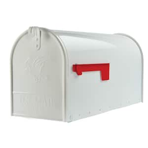 Elite White, Large, Steel, Post Mount Mailbox