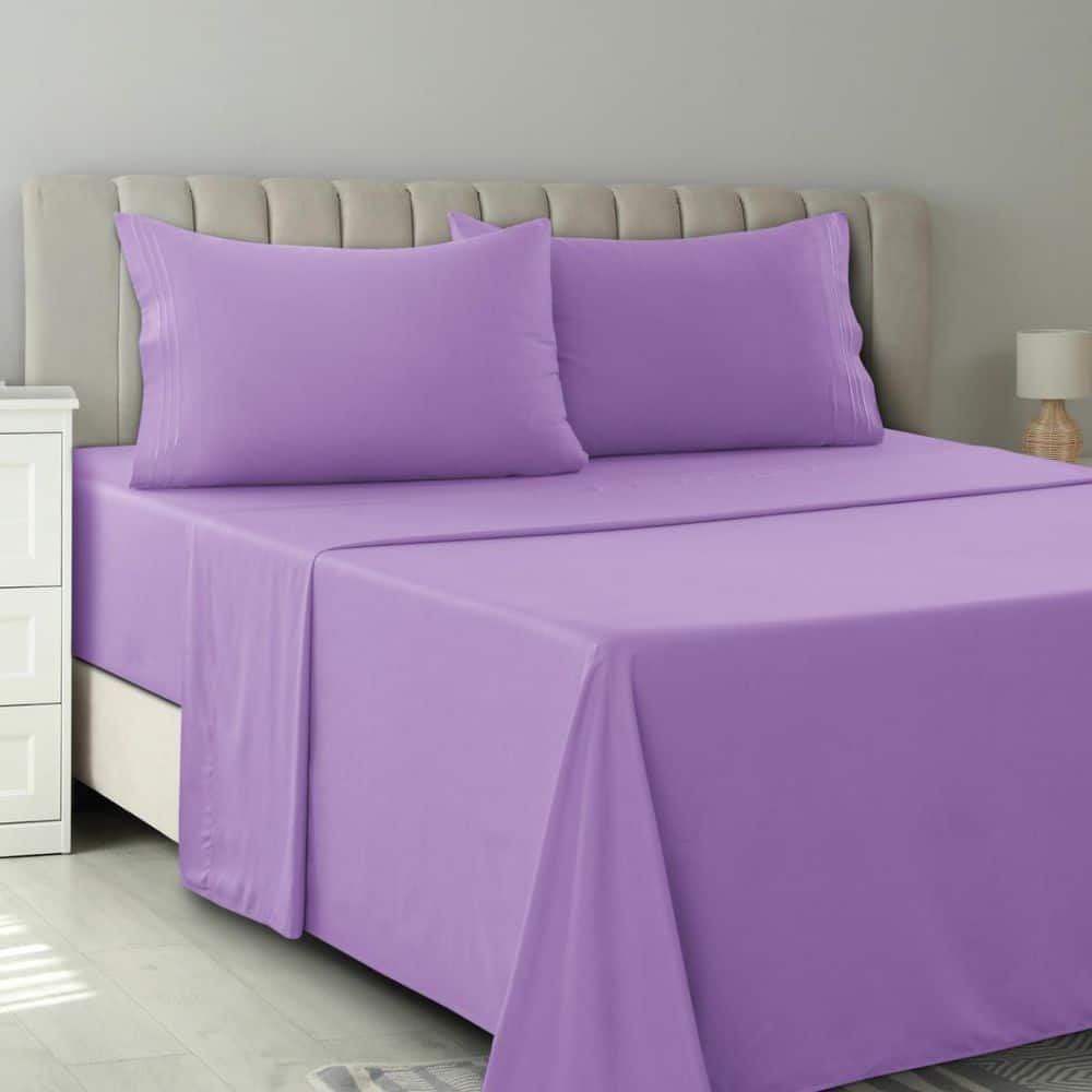 Lux Decor 4-Piece Purple Solid Color Microfiber Queen Deep Pocket Sheet Set price history on PriceWatchPro