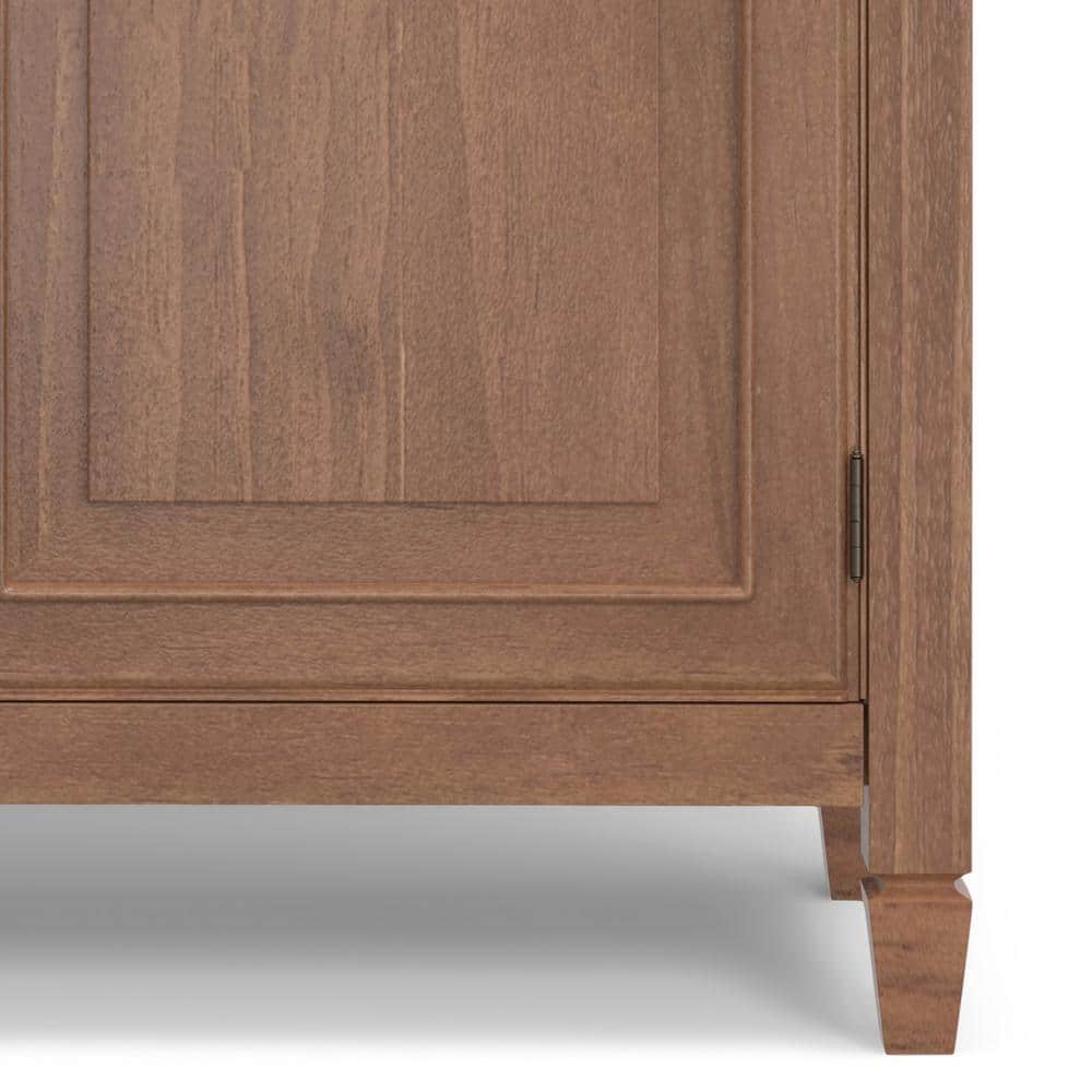 Medium Saddle Brown Solid Wood Office Storage Cabinet with Adjustable Shelving