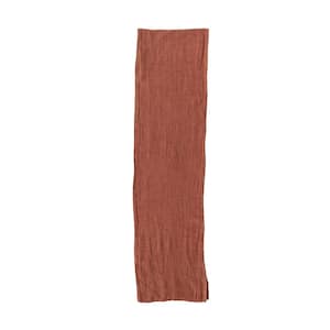 14 in. W x 108 in. L Orange Rust Solid Stonewashed Linen Table Runner