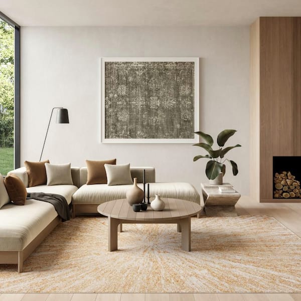 Ambiance Ivory Gold 8 ft. x 10 ft. Abstract Contemporary Area Rug