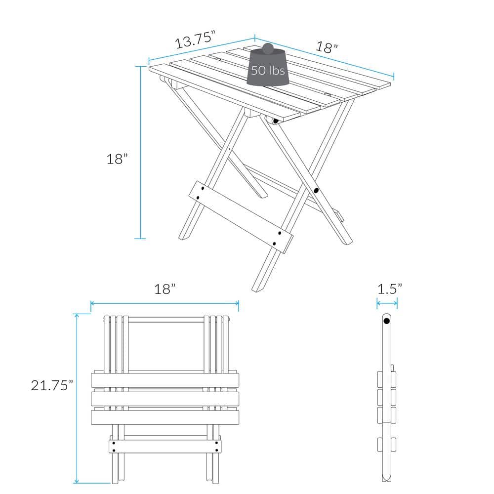 Natural Pine Solid Wood Folding End Table Set