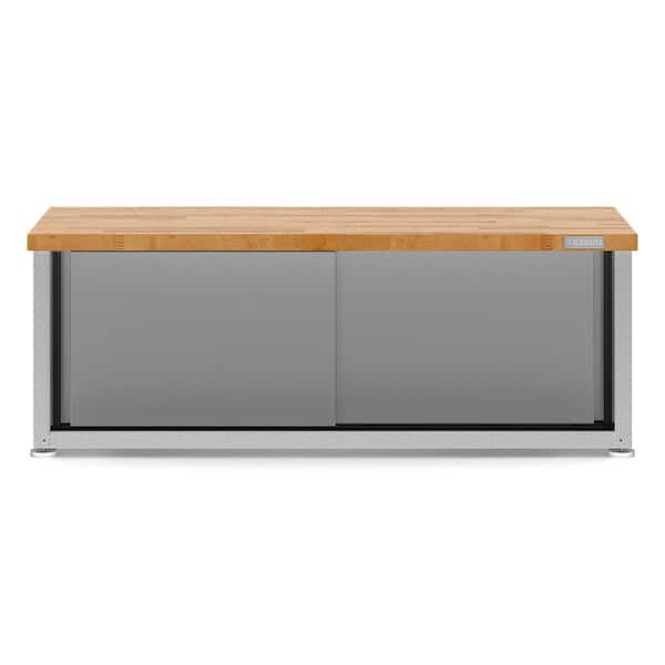 54 in. W x 20 in. H x 18 in. D 2-Shelf Steel Ready-To-Assemble Freestanding Cabinet Storage Shoe Bench in Gray Slate