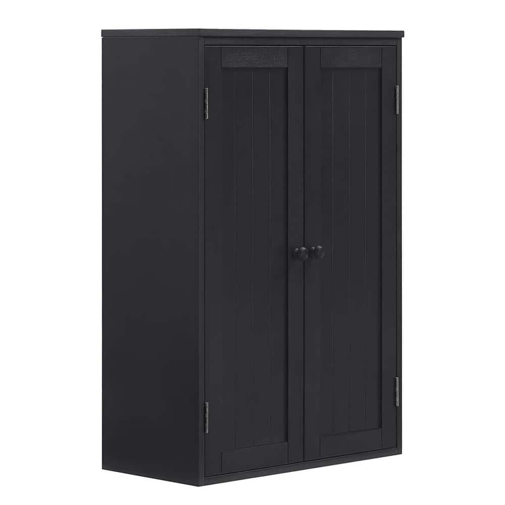 Linon Home Decor Maxwell Black Small Accent Storage Cabinet with Glass Pane Overlay