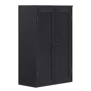 Black Modern Wood Accent Storage Cabinet with 2-Doors Freestanding Floor Cabinet with Adjustable Shelf
