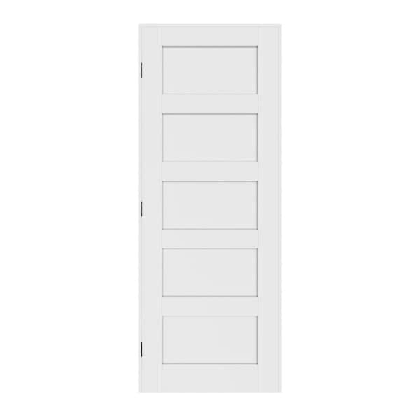 ARK DESIGN 32 in. x 80 in. Paneled Blank 5-Lite Right Handed White Solid Core MDF Door Kit with Quick Assemble Jamb