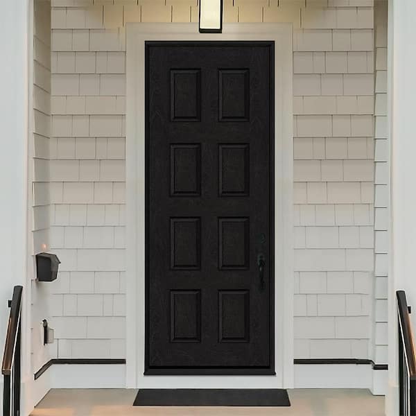 Regency 36 in. x 96 in. Universal Handing 8-Panel Onyx Stain Mahogany Fiberglass Front Door Slab