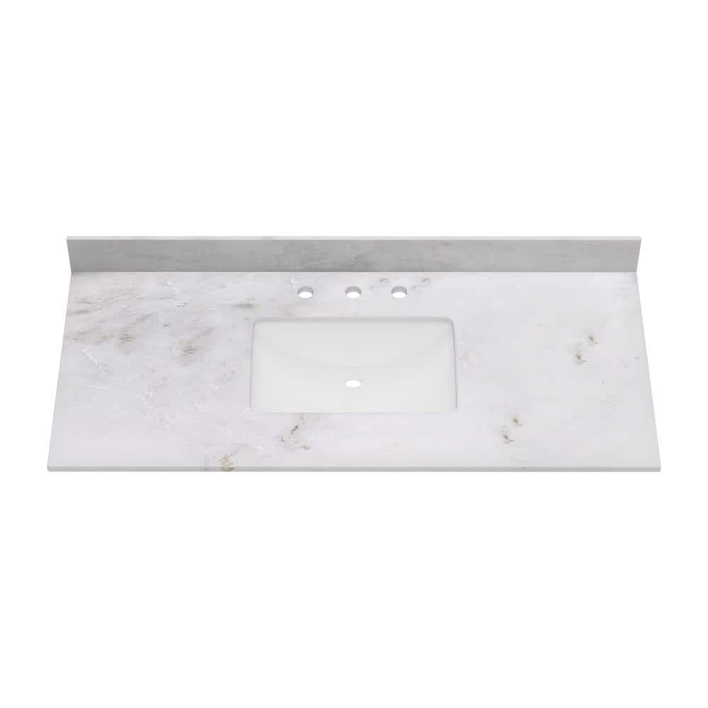 49'' White Marble Single Vanity Top with Ceramic Undermount Sink