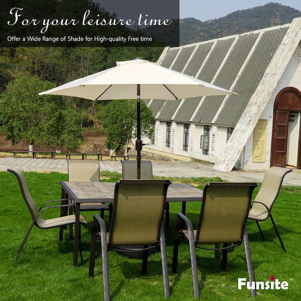 GARSING 7.5ft Outdoor Market Patio Umbrella in Cream with Push Button Tilt