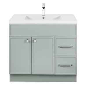 Shades 36 in. W x 21 in. D x 36 in. H Wall-Mounted Rectangle Basin with Vanity Top in Sage Green