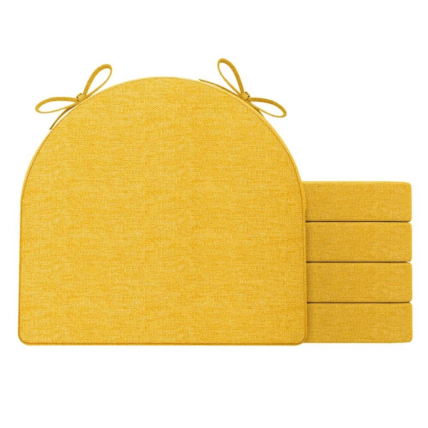 AAAAAcessories 17 in. x 16 in. Indoor Strappy Non-slip Chair Seat Cushion for Multi-scenario Setups in Gold Yellow (4-Pack)