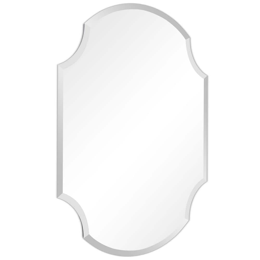 Frameless Beveled Rectangular Black Matte Bathroom Mirror, 28" x 38"
