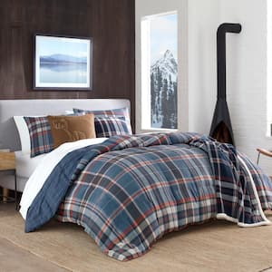 City Scene Zander 2-Piece White Plaid Microfiber Twin Comforter Set ...