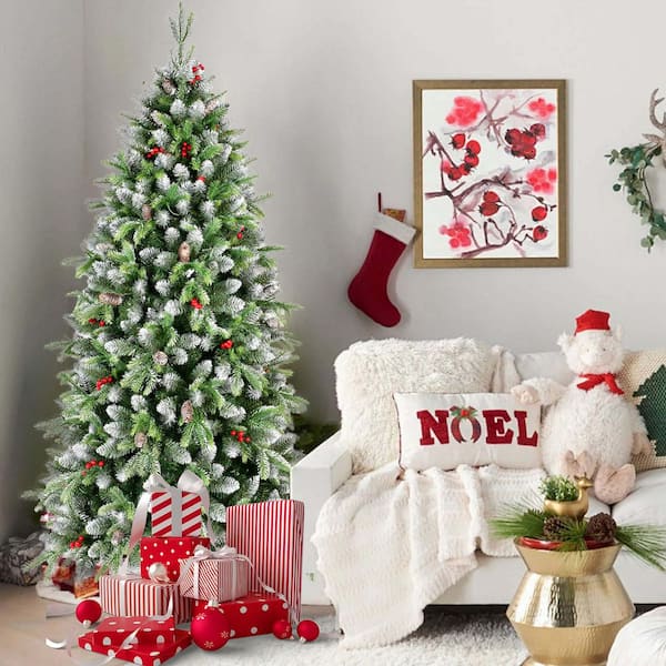 JUJABU 72 in. H Holiday Green Artificial Christmas Tree with 380