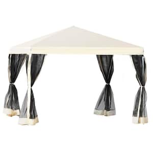 10 ft. x 10 ft. Beige Pop-up Canopy Vendor Tent with Removeable Mesh Walls, Easy Setup Design and Travel Bag Included