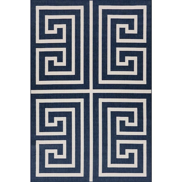 Zirelle Contemporary Navy 6.7 X 9 ft. Outdoor Area Rug