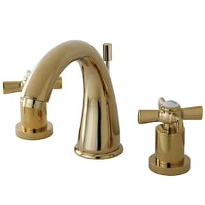 Millennium 8 in. Widespread 2-Handle Bathroom Faucets with Brass Pop-Up in Polished Brass