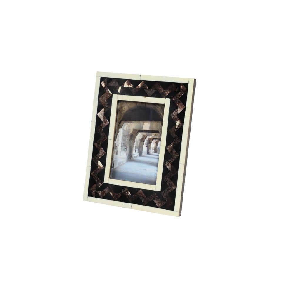 Black and Brown Resin and Bone Rectangular Picture Frame