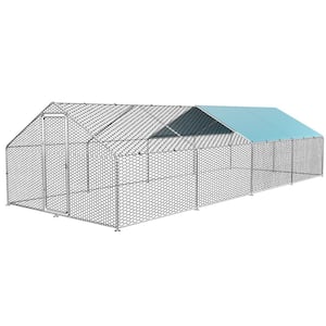 Large Metal Chicken Coop Run for 25/35 Chickens, Walk-in Chicken Runs for Yard w/Waterproof Cover, Duck Coop/Dog House