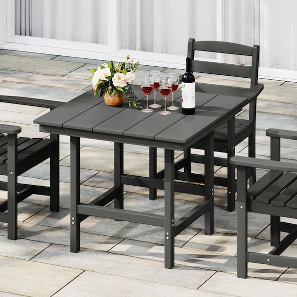 Shoreside Outdoor All Weather Plastic 36 in. Square Patio Dining Table in Gray