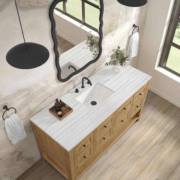 60 in. W x 23.5 in. D Single Basin Vanity Solid Surface Top in Arctic Fall with White Basin