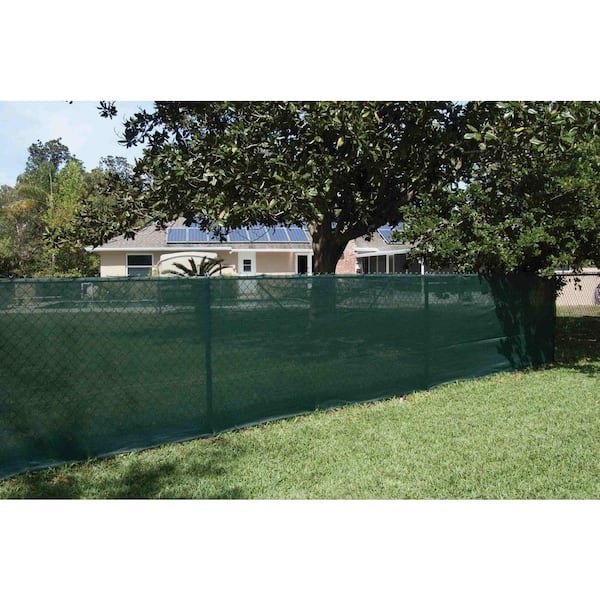 92 in. x 50 ft. Green Mesh Fabric Privacy Fence Screen with Integrated ...