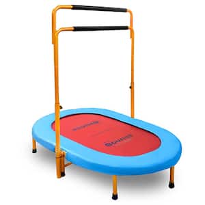 Machrus Bounce Galaxy Mini Oval Rebounder Trampoline with Double Handrail and Dual Jumping Surface for Kids and Adults