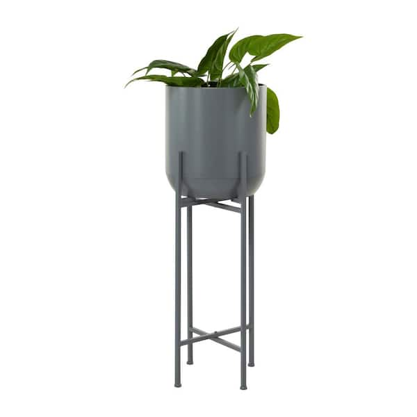 CosmoLiving by Cosmopolitan 36 in. x 13 in. Dark Gray Metal Modern Planter