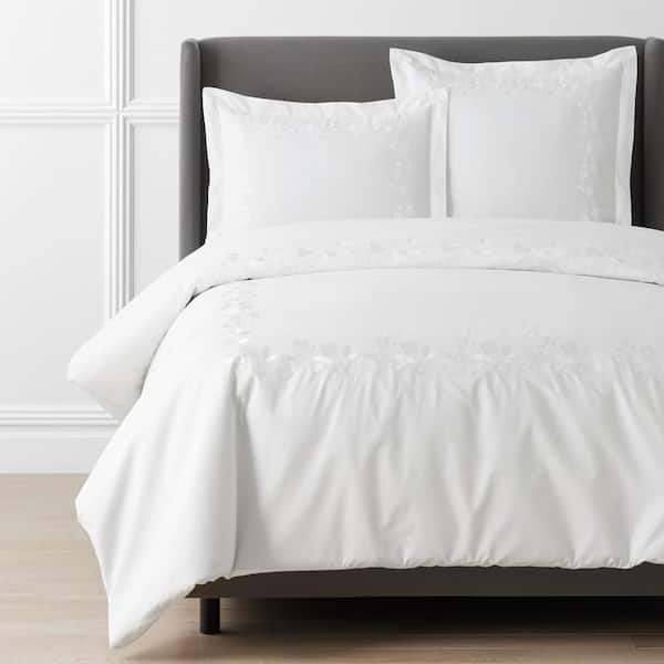 The Company Store Legends Hotel Brighton Embroidered Egyptian White Full Cotton Percale Duvet Cover