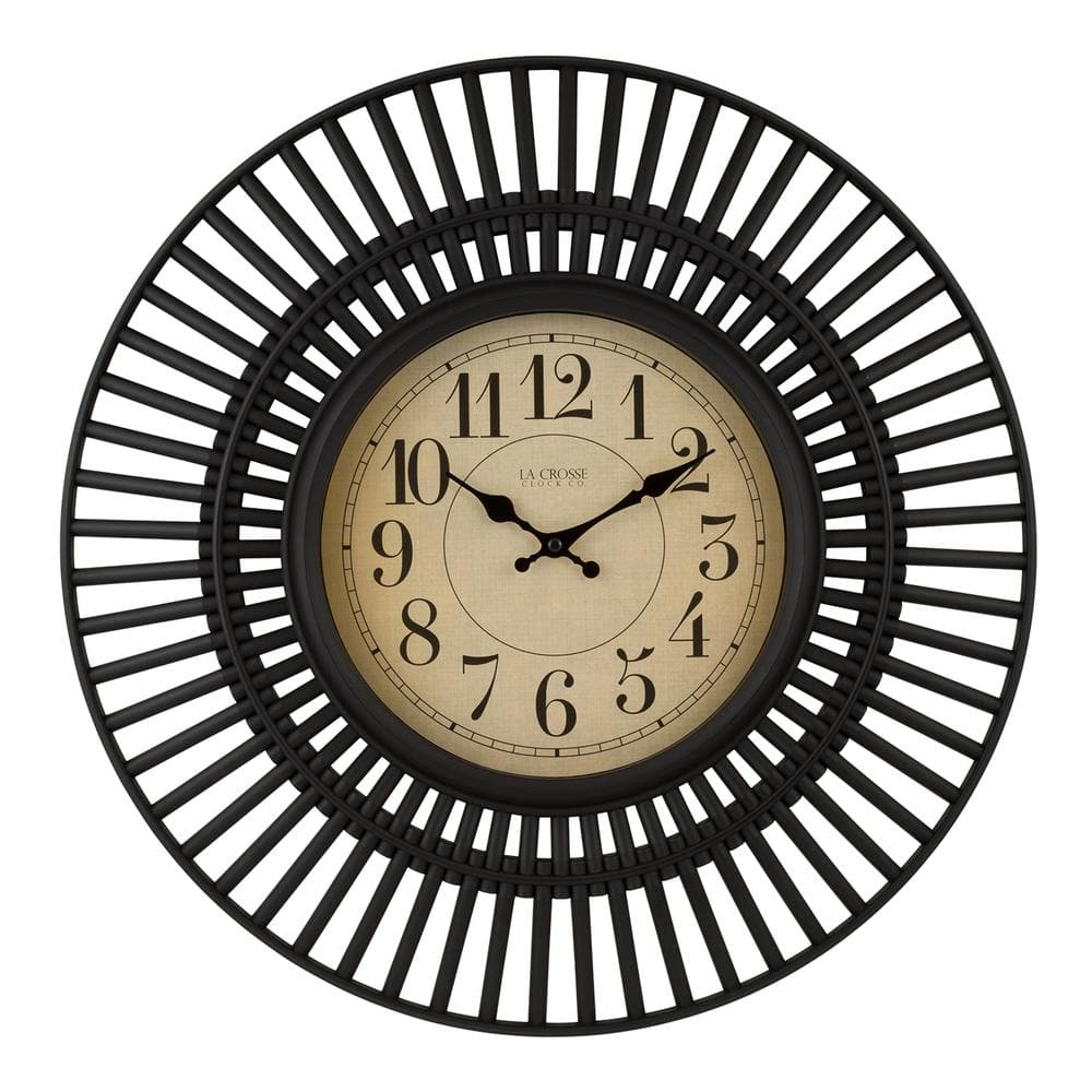 Covington 20-Inch Black Plastic Round Quartz Wall Clock