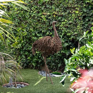 39 in. Tall Outdoor Metal Ostrich Standing Yard Statue Decoration