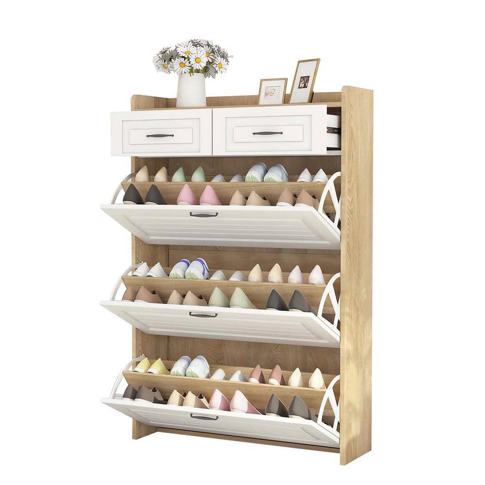 31.5 in. W x 9.25 in. D x 47.24 in. H Brown Shoe Cabinet Linen Cabinet with